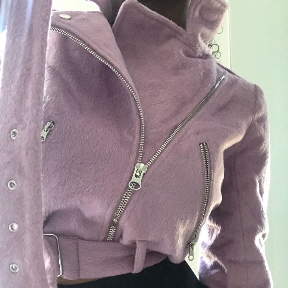 SOLD Pink Fur Motto / Biker Jacket - Picture 6 of 8
